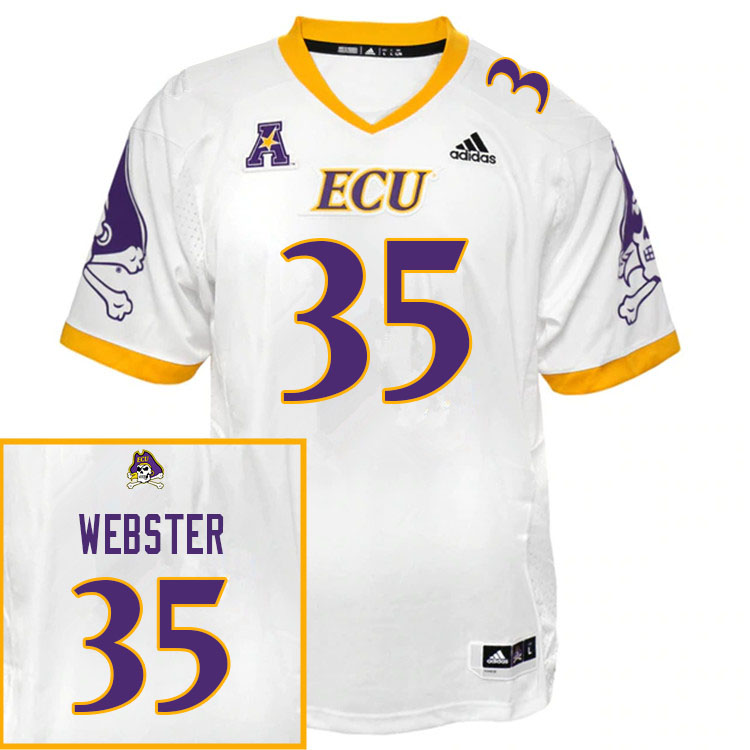 Men #35 Amir Webster ECU Pirates College Football Jerseys Sale-White - Click Image to Close